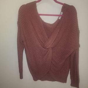 Full Circle Trends Twist Knit Sweater Reversible Pink size Large